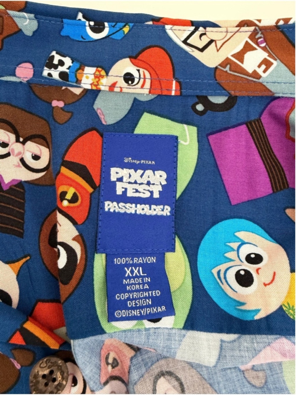 NWOT Disney Parks Disneyland Pixar Fest Passholder Exclusive Button Up Shirt XXL - Picture 4 of 8